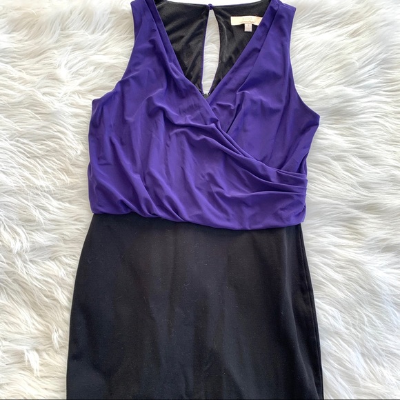 Aidan Mattox Purple Surplice Faux Wrap Mini Dress - Picture 8 of 9